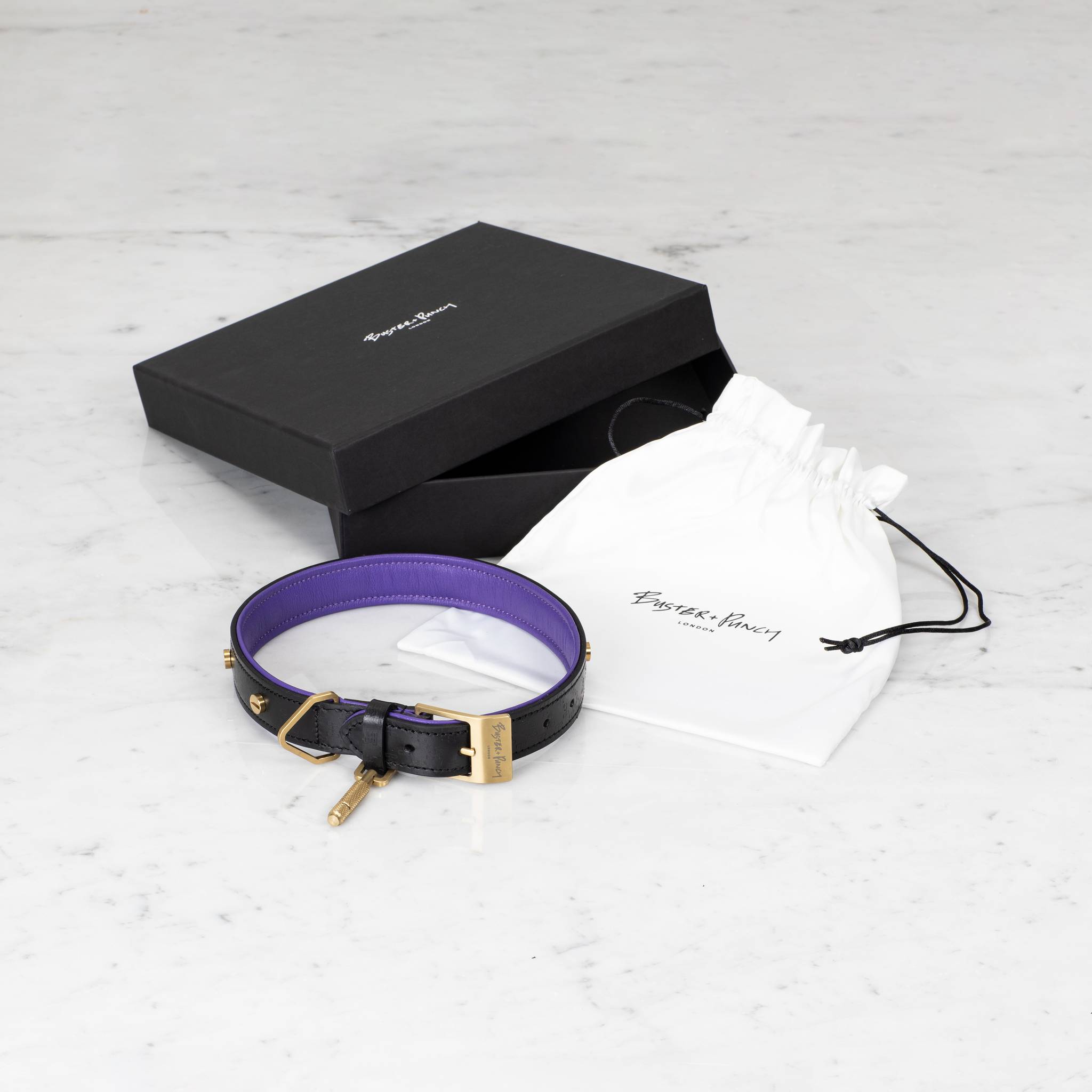 DOG COLLAR / CROSS / BLACK / PURPLE